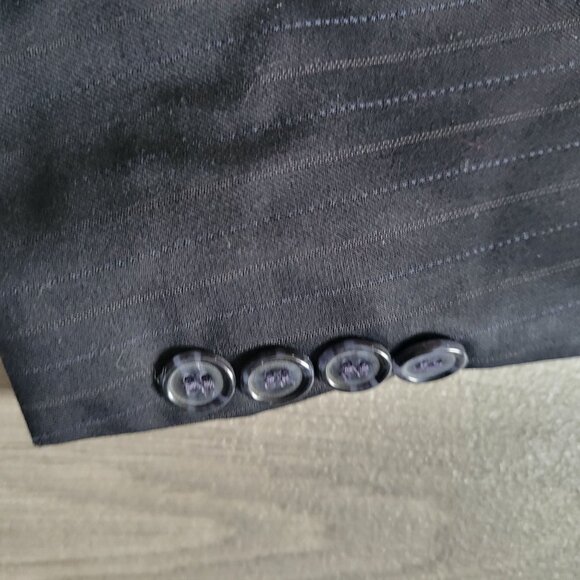 Calvin Klein Mens Wool Single-Breasted Suit Jacket Size 42S Black Pinstripe - Picture 3 of 10